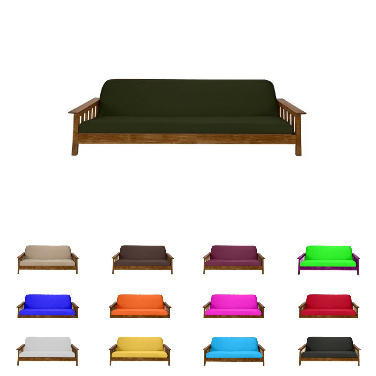 Full Size Futon Mattress Covers, Covering Protector, Polyester Poplin, Hunter gallery