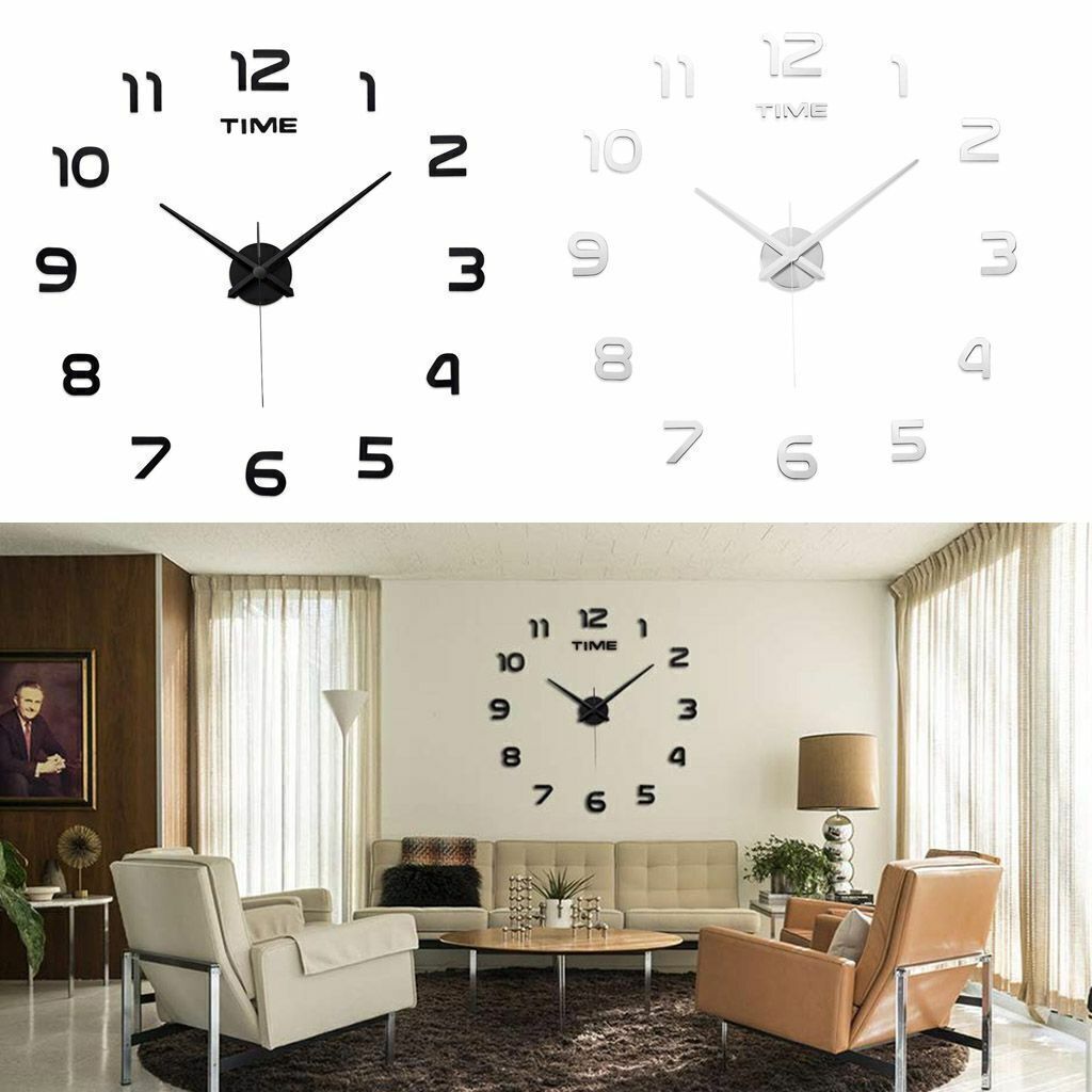 Modern DIY Large Wall Clock 3D Mirror Surface Sticker Home Decor Art Design Hot gallery