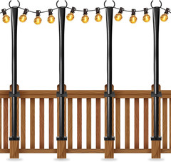 4 Pack 5Ft Heavy-Duty Metal String Light Poles for Outdoor Decor