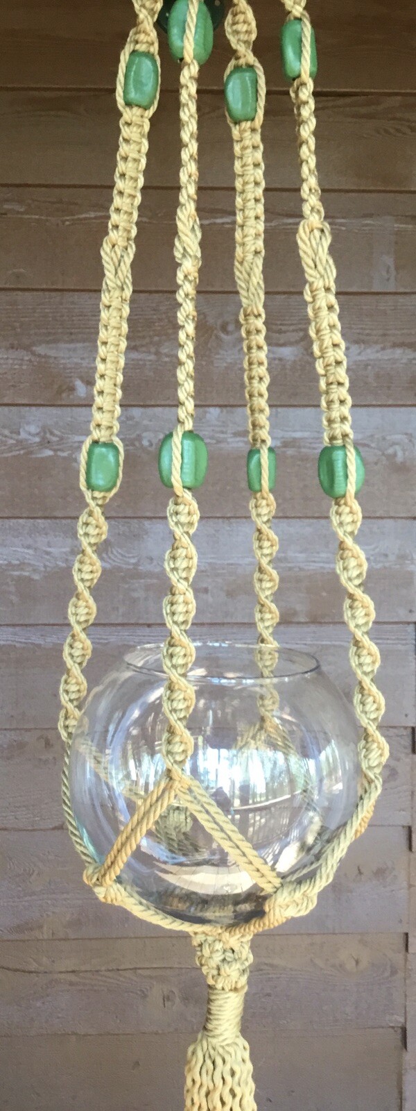 New Natural Jute Handmade Macrame Plant Hanger With Green Ceramic Beads gallery