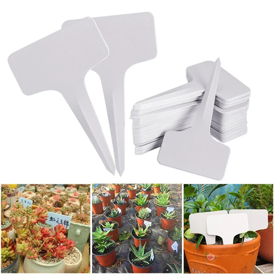 100pcs White Waterproof Garden Plant Labels 6x10cm Plastic Writing Tags - NEW gallery