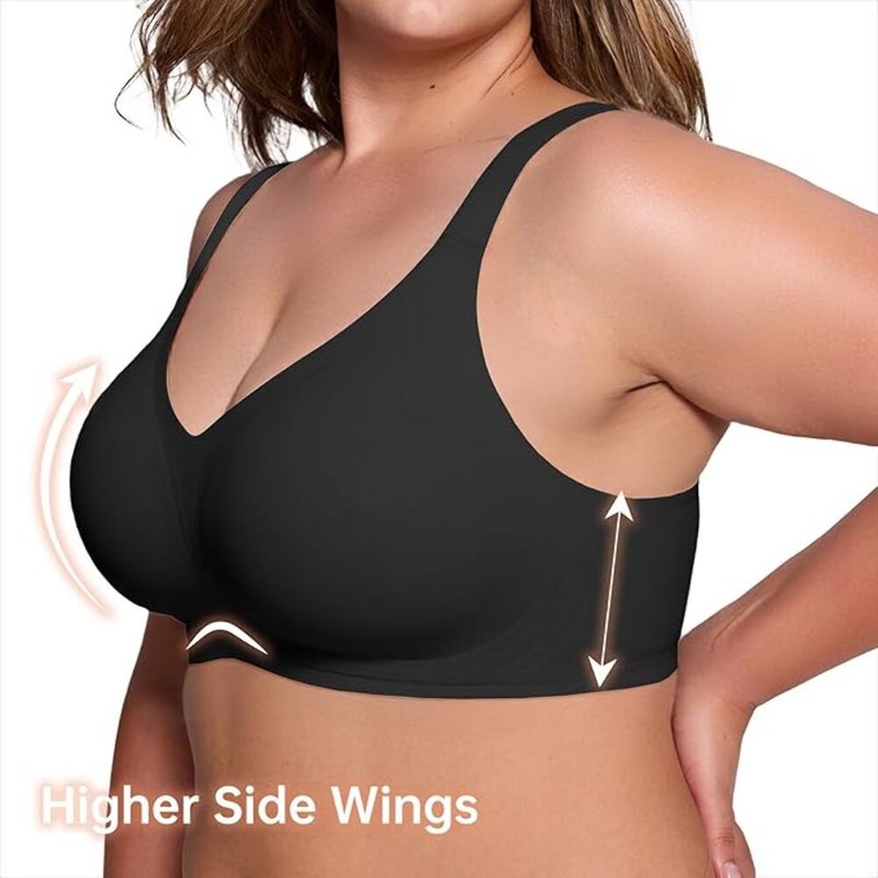 Women Wireless Bra No Underwire Full Coverage Support - Black gallery