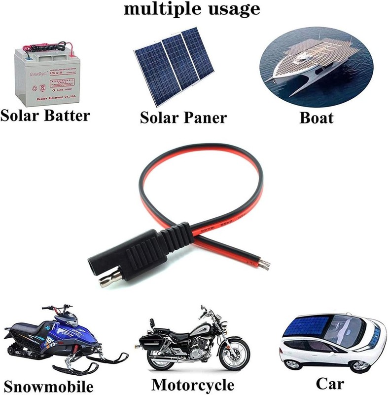 Durable 18AWG SAE Extension Plug Cable - Quick Connect Solar Solution (2 Pcs) gallery