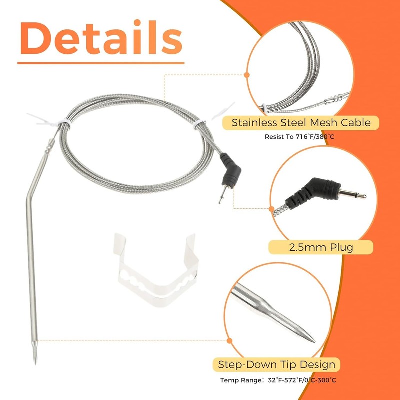 Replacement Meat Temperature Probe for Thermopro TP20 TP17 TP16 TP10 TP07 TP06S gallery