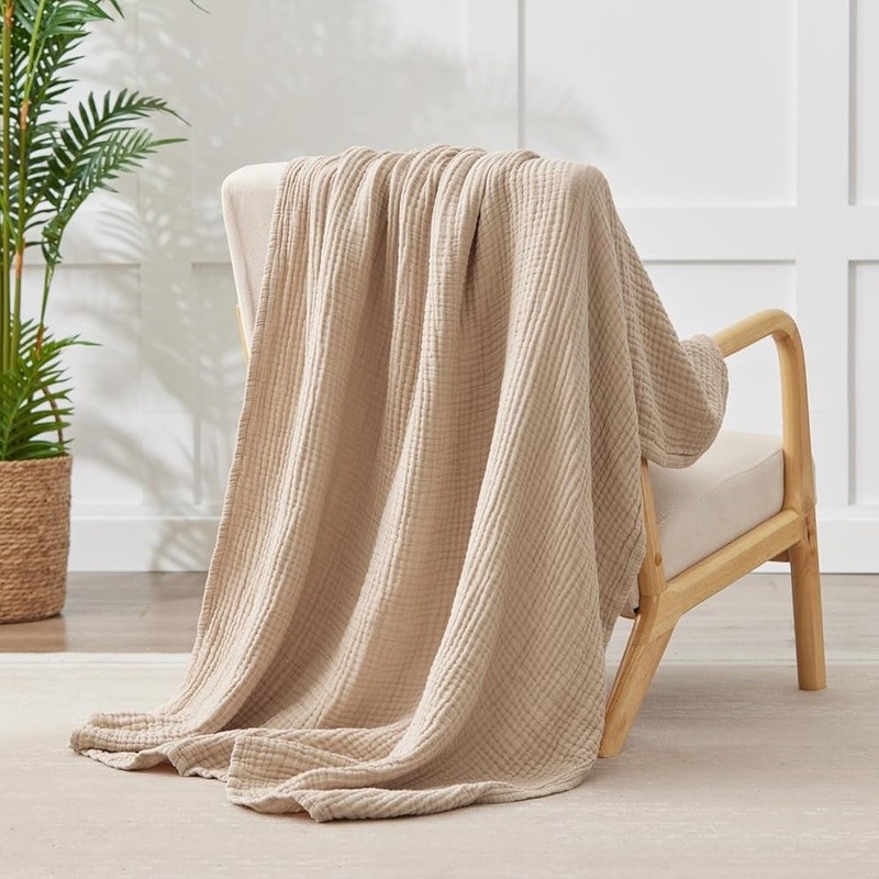 100 Cotton Muslin Blanket Breathable Soft Lightweight Cozy Versatile Gift New gallery
