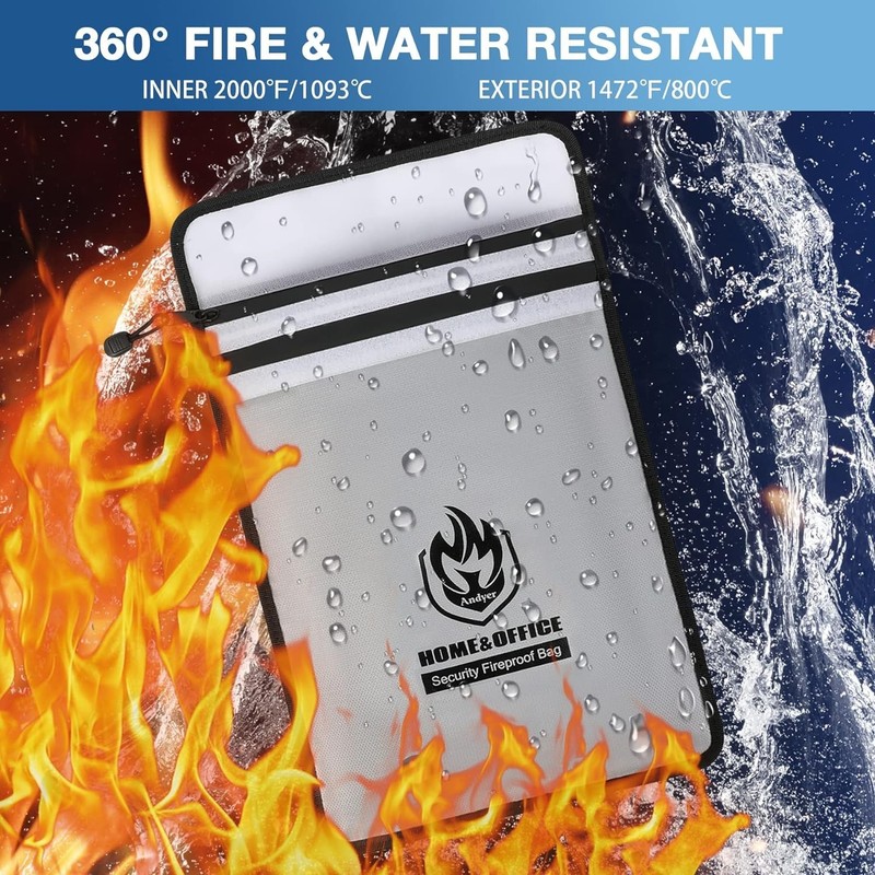 Secure & Portable 15"x11" Fireproof Money Bag - Double Zipper Waterproof Design gallery