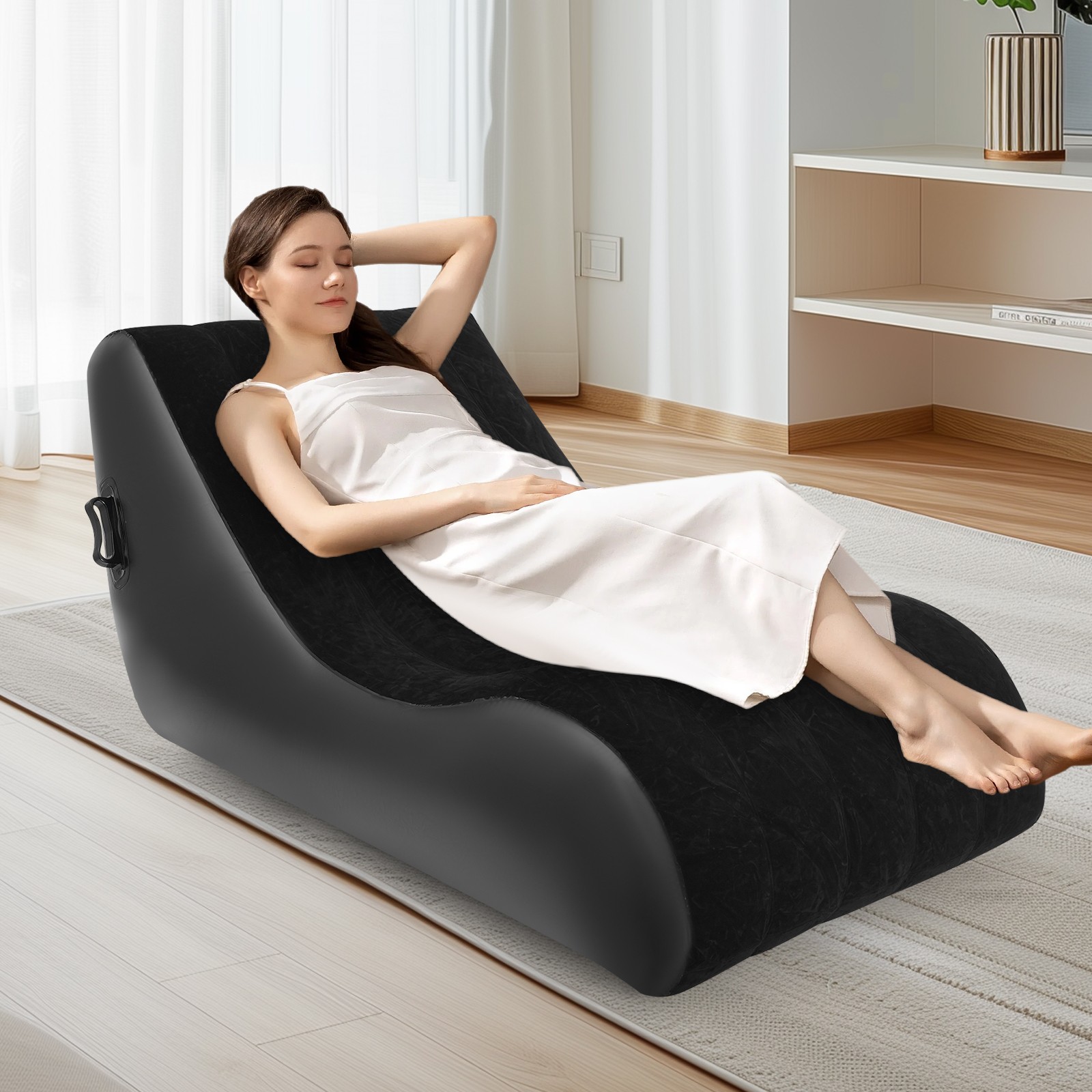 Single Inflatable Sofa Bed w/ Air Pump Pull Out Sofa Chair Max Capacity 441lbs gallery