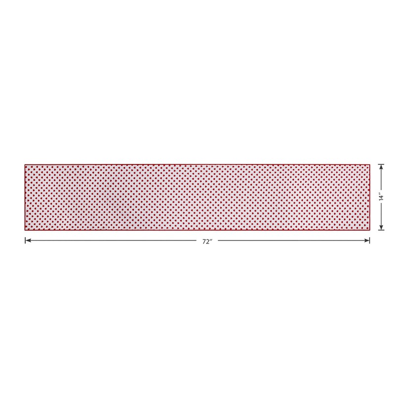 Reversible Hearts Table Runner - 14" x 72" - 100% Cotton, Red & Ivory gallery