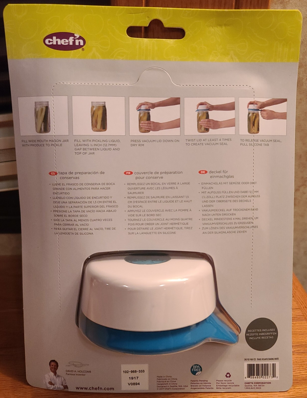 Chef'n Pickle + Preserve Quickler Vacuum Lid Fits Widemouth Mason Jars gallery