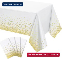 Tegeme Rectangular Polyvinyl Chloride Tablecloth, 54 x 108 inches, White, 4 Pack