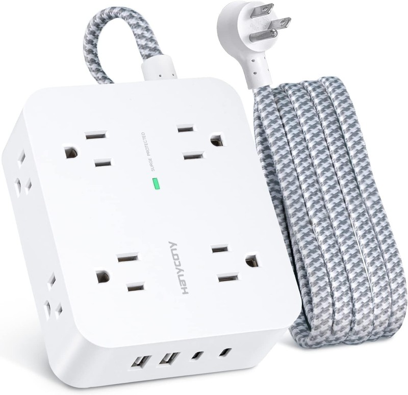 Space-Saving 6Ft Surge Protector with 8 Outlets & Dual USB-C Ports for Home Use gallery