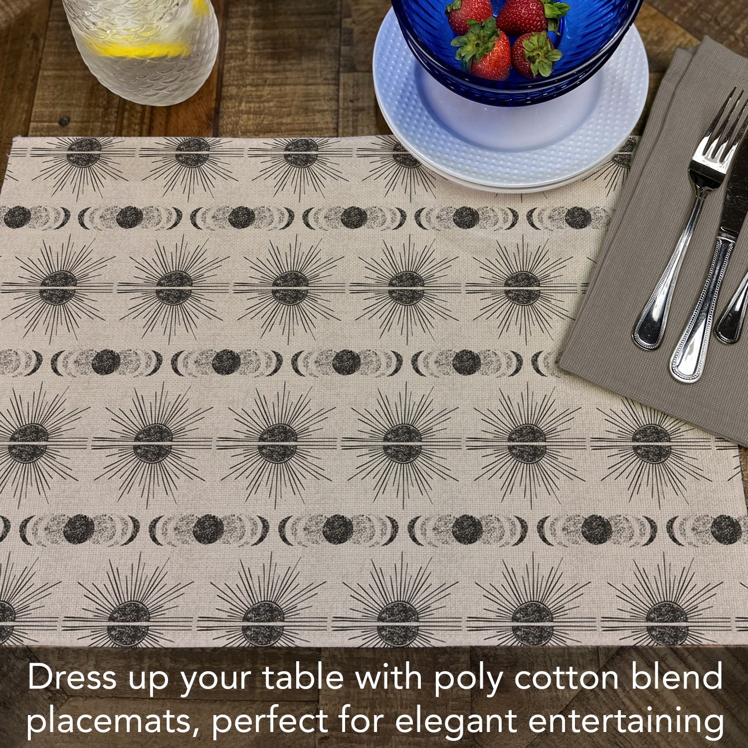Sun & Moon 4-Pack Poly-Cotton Blend Placemats Manufactured in The USA gallery