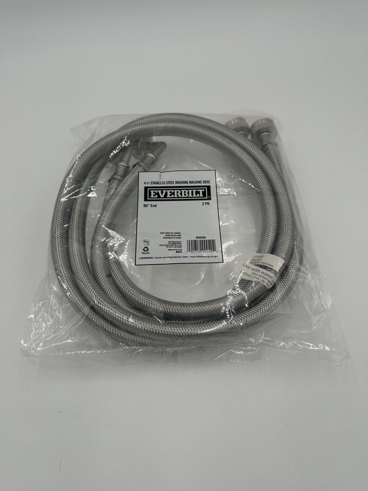 Everbilt 4 ft. Stainless Steel Washing Machine Connector Hoses (2-Pack) gallery