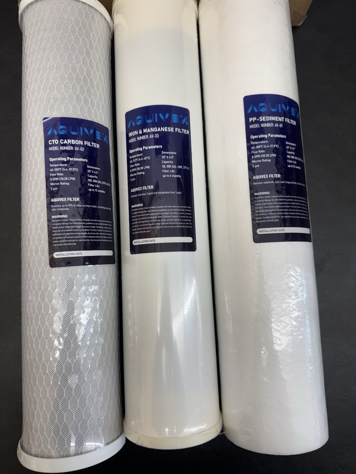 AQUIVEX WHOLE HOUSE WATER FILTER SET - Model Av – 03/AV – 02/Av – 01 NIB gallery