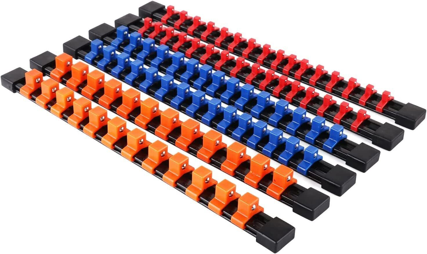 6 Pcs Socket Holder Organizer Mountable Sliding Rail Rack 86 slot 14 Inch ABS gallery