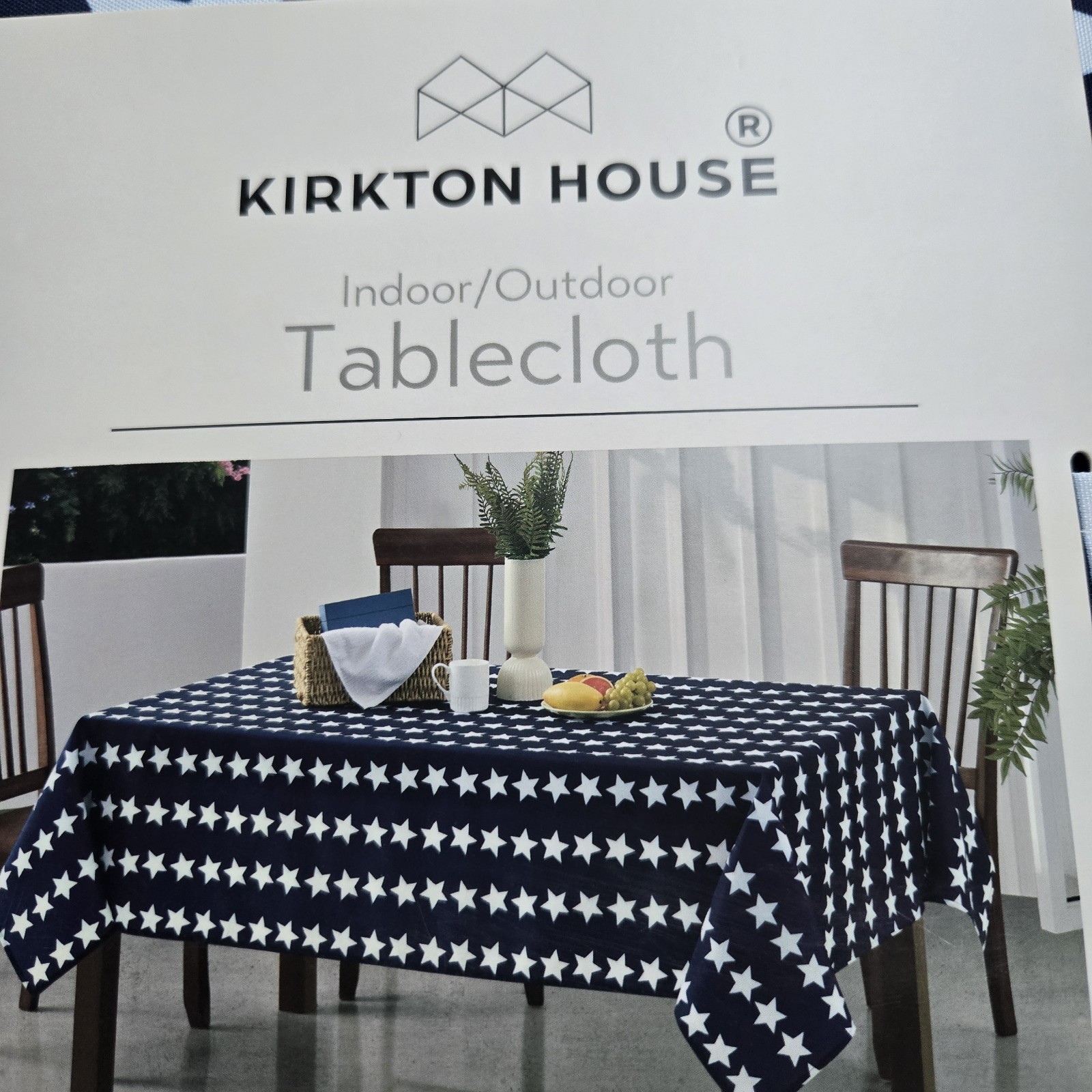 Kirkton House Indoor / Outdoor Tablecloth- Blue Stars 60 X 102 inches gallery