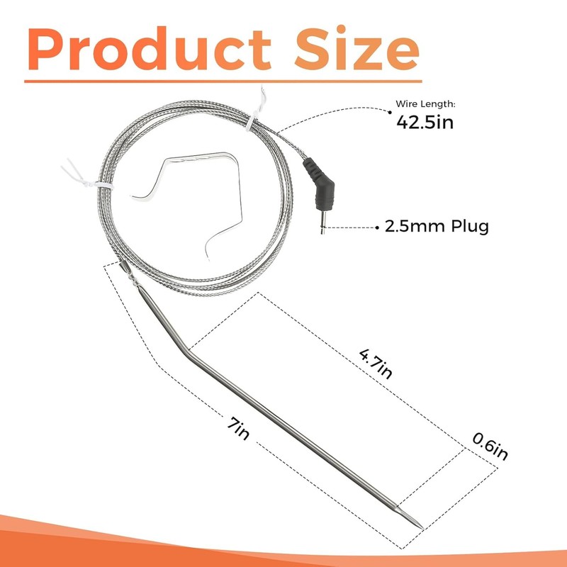 Replacement Meat Temperature Probe for Thermopro TP20 TP17 TP16 TP10 TP07 TP06S gallery