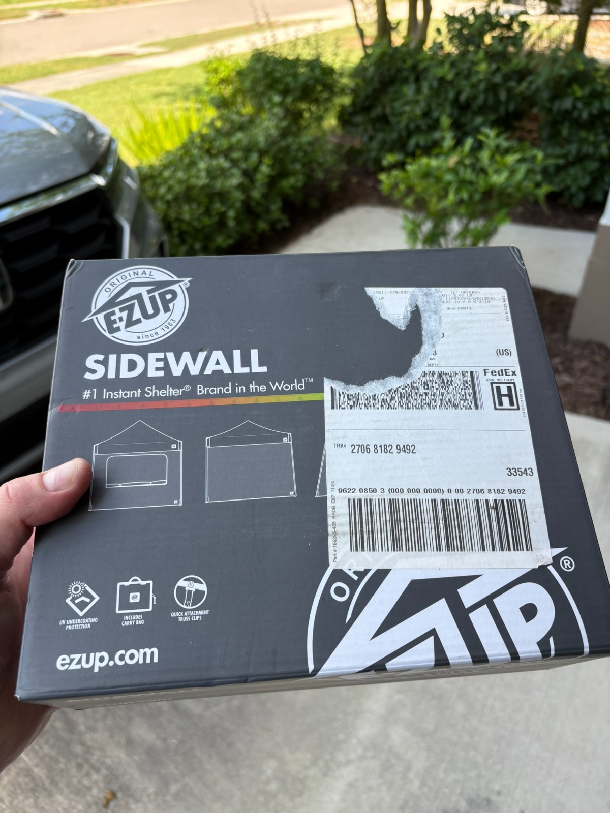 EZ UP Sidewall 10ft Straight Leg Canopy Wall – Royal Blue/Grey – NEW Sealed gallery