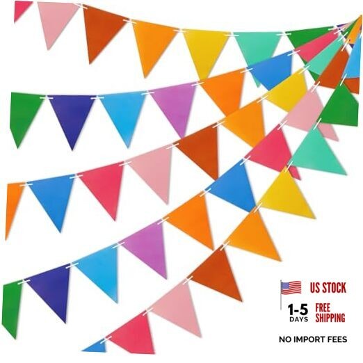 Colorful Pennant Flags - 60pcs Multicolor Pennant Banner 82ft CardStock Rainbow gallery