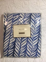 Pottery Barn BRAID Duvet Cover QUEEN/FULL Blue White 92×88 NEW