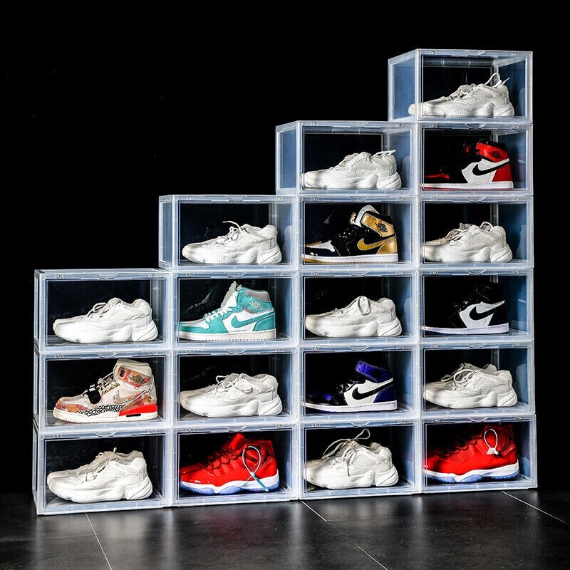 Magnetic Shoe Storage Box Drop Side/Front Sneaker Case Stackable Container XL gallery
