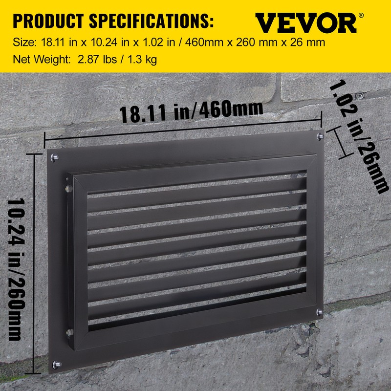 VEVOR Crawl Space Flood Vent Foundation Flood Vent 8"Height x 16"Width Wall Vent gallery