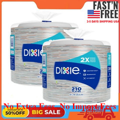 2 Pack Dixie Disposable Paper Plates, 10″, 2X Stronger*, Multi-Color, 210 Count