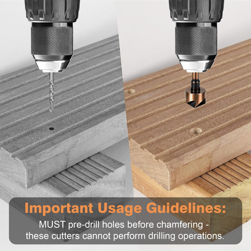 5x HSS Countersink Drill Bits 82° 1/4"-3/4" For Deburring Chamfering Flush Screw gallery