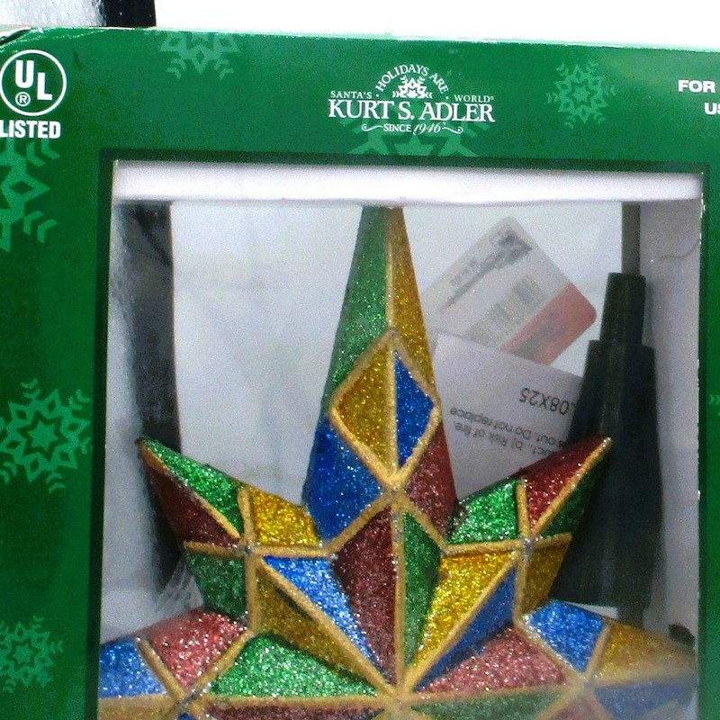Kurt S. Adler 10 Light Multicolor Glitter Star Tree Top For Indoor Use Only gallery