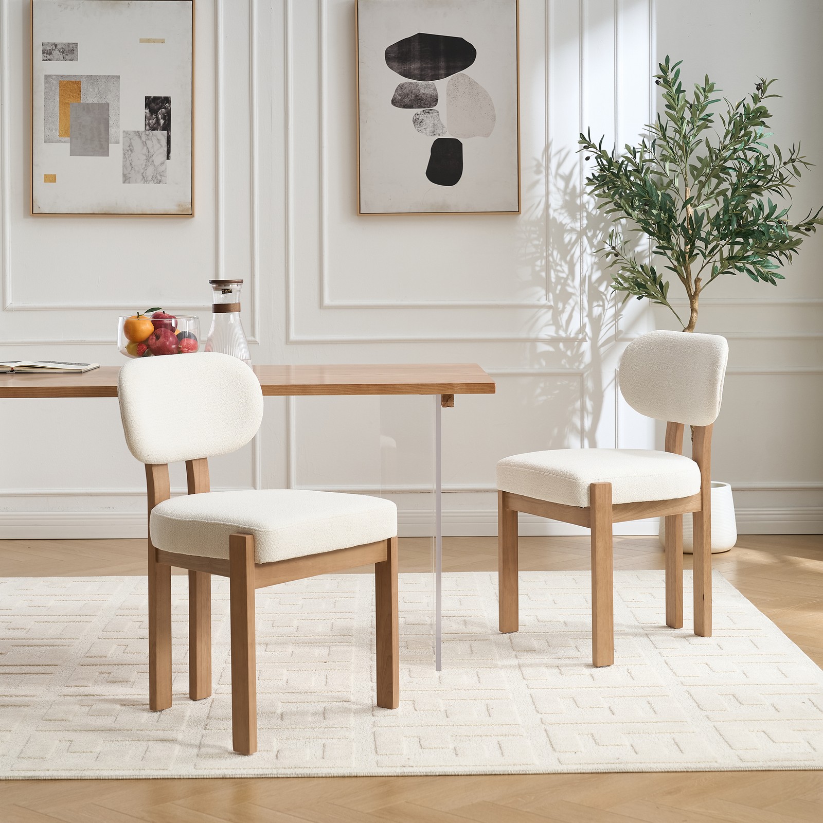 Modern Fabric Upholstered Dining Chairs Set of 2, Farmhouse Kitchen gallery