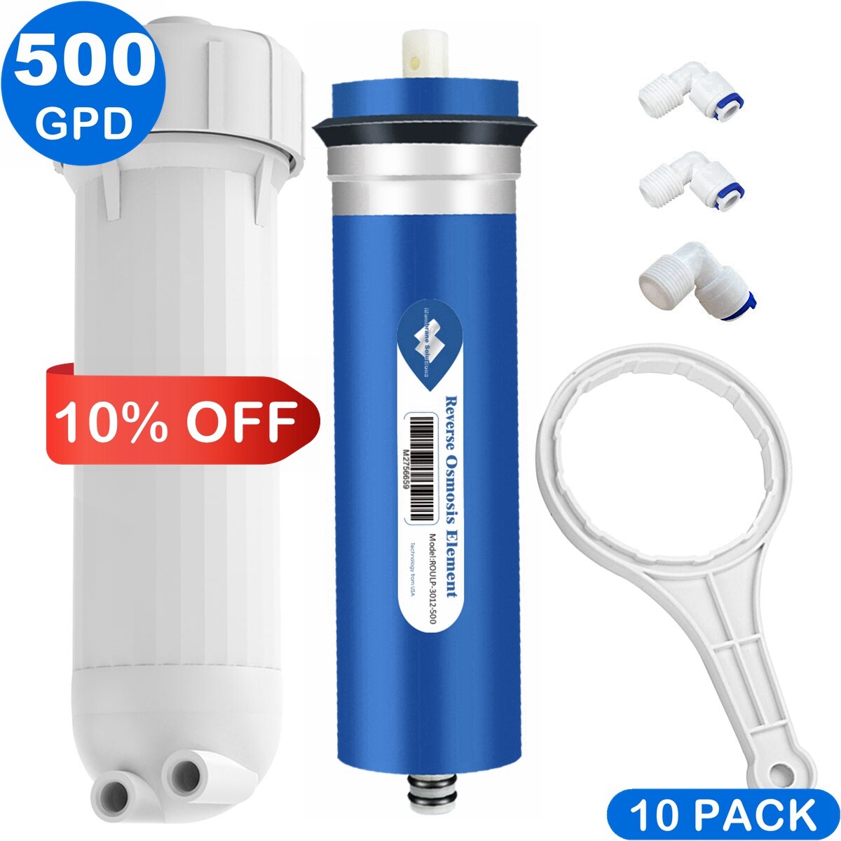 10 Pack 500 GPD Reverse Osmosis RO Membrane Maple Syrup Water Filter Housing Set gallery
