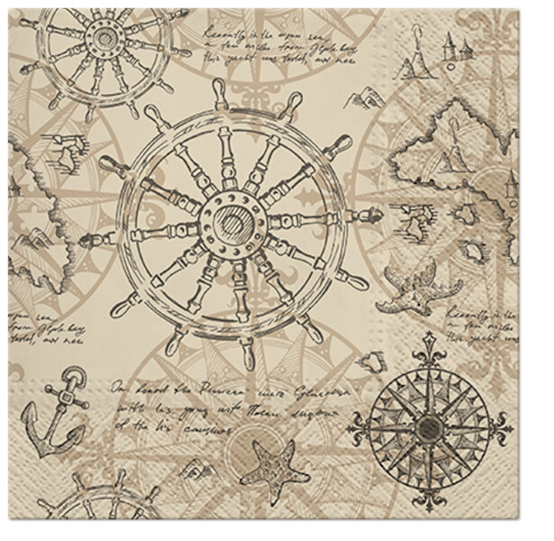 Vintage Nautical Map 20 Paper Lunch Napkins Decoupage Nautical Beach Party gallery