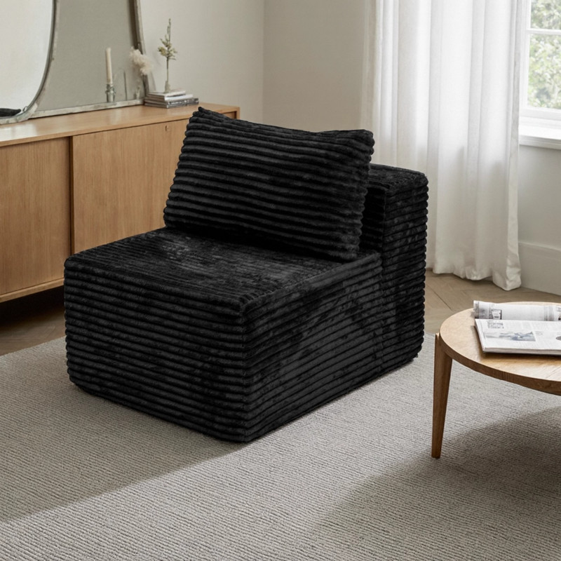 No Assembly Required Modular Sectional Couch Corduroy Floor Sofa for Small Space gallery
