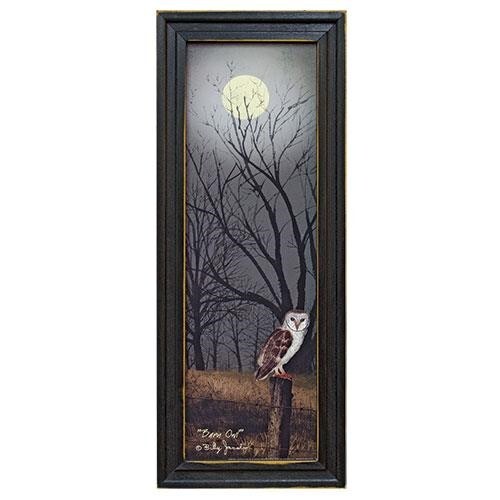 New "BARN OWL" by Billy Jacobs, Ready to Hang, Black Framed Print 20"h x 8"w gallery