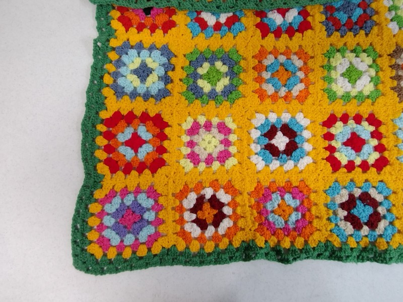 Afghan Multicolored Blanket Throw Crochet Granny Square Textured Homemade Chunky gallery