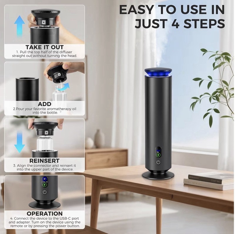 BUBLOC Hotel Scent Diffuser Starter Kit Black 1000 Sq Ft Waterless 5 Oils Remote gallery