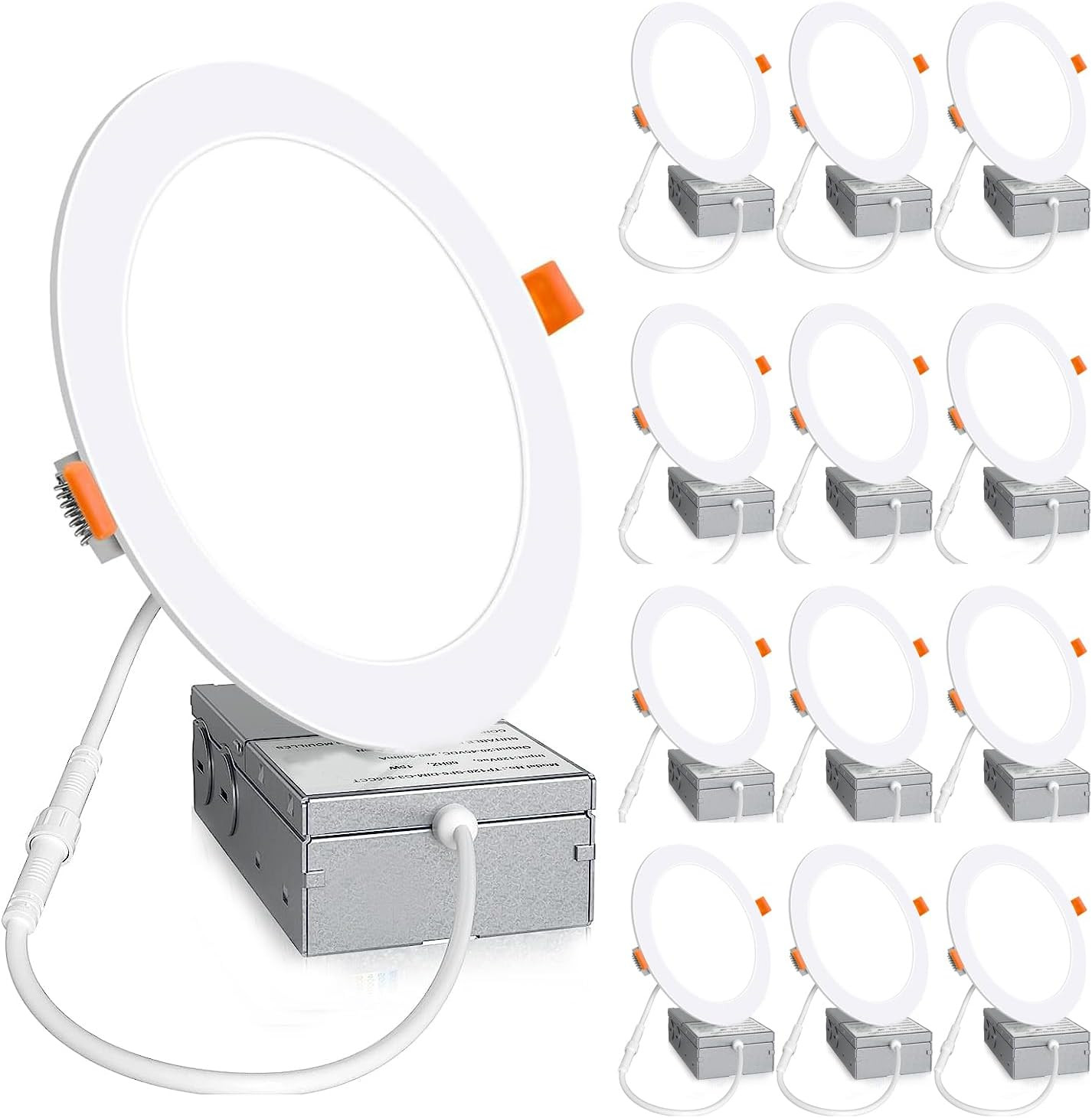 12 Pack 6" Ultra-Thin LED Recessed Ceiling Lights, 6000K, 1080LM Brightness gallery