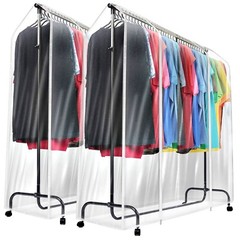 Sorbus 6ft Garment Rack Cover – 2 Pack, Transparent, Dustproof, Waterproof
