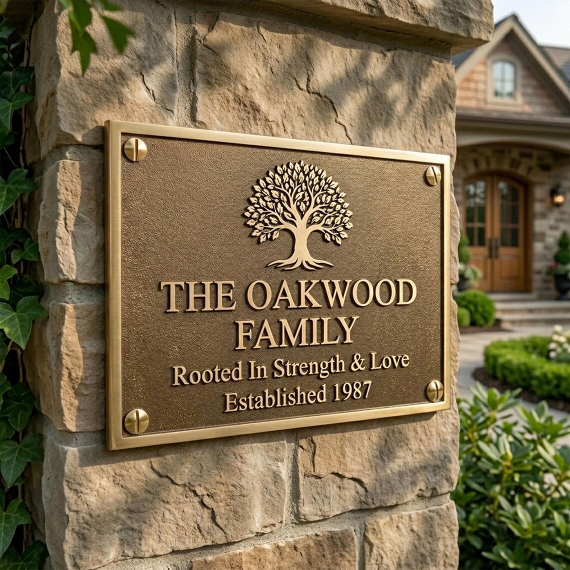 Custom Bronze Memorial Plaque, Personalized Garden Marker, Outdoor Name Plate gallery