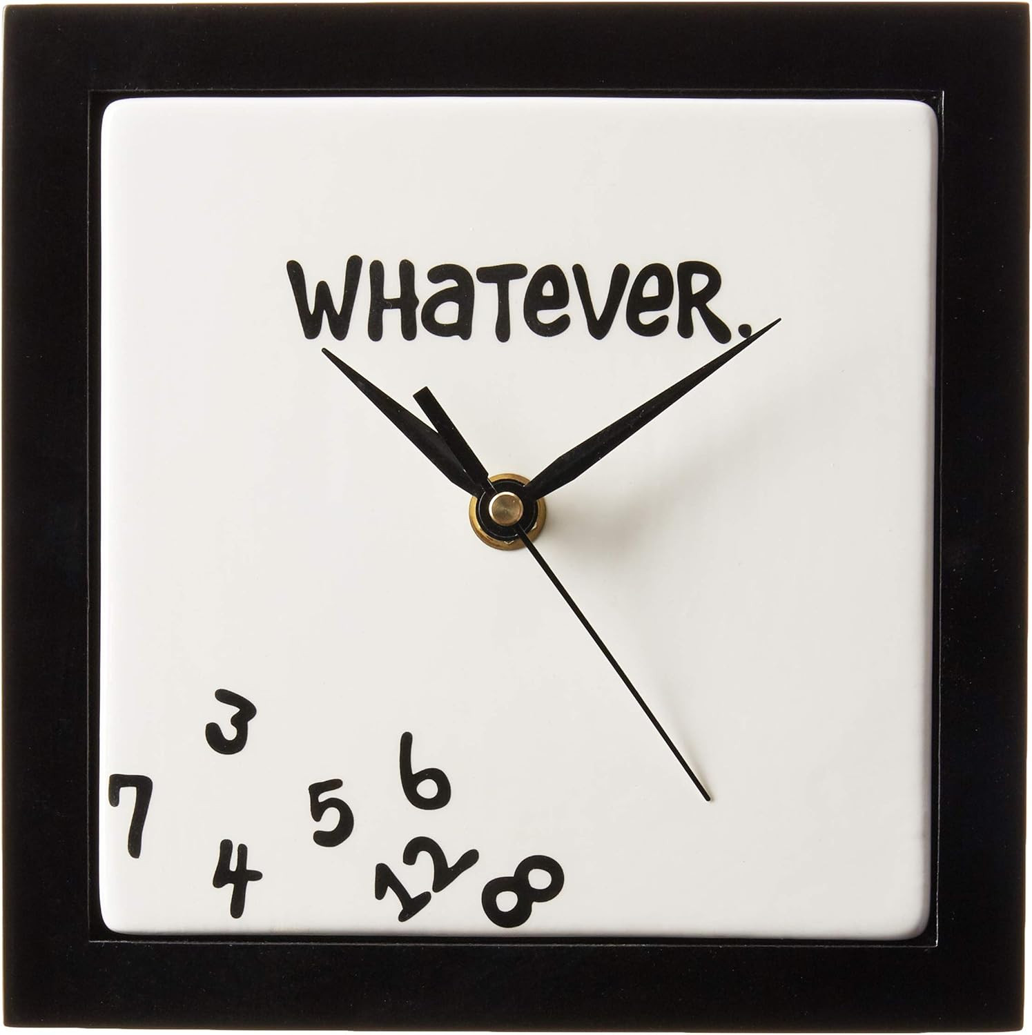 Whatever. Scrambled Numbers Always Late 7.5 X 7.5 Inch Square Hanging Wal gallery