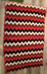 Vintage Fall Colors Chevron Zig Zag Crochet Afghan Throw Blanket 70s Size 60×37
