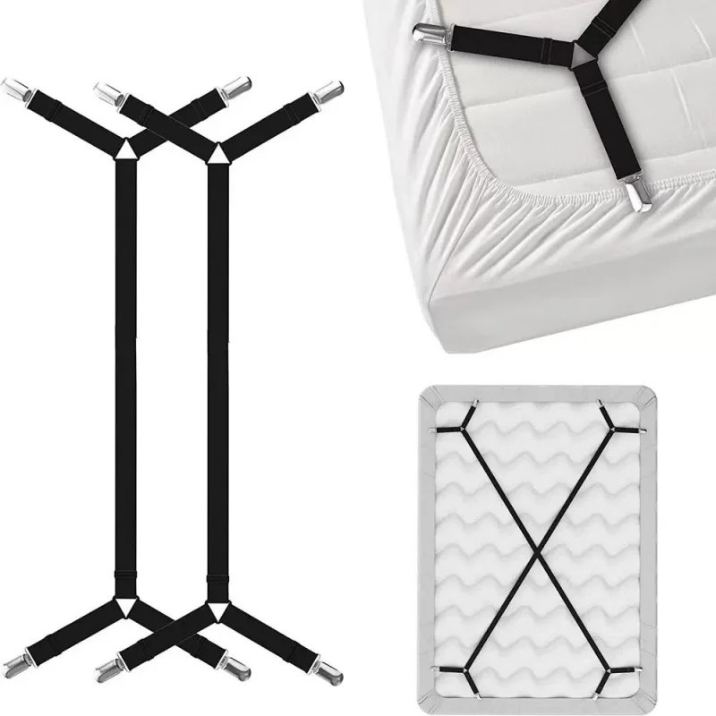 4x Bed Sheet Fasteners Adjustable Elastic Suspenders Straps Mattress Covers Clip gallery