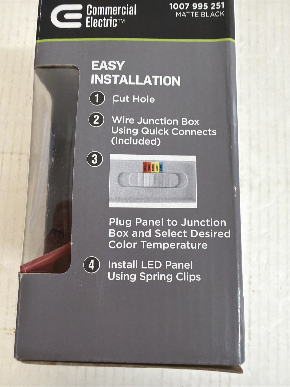 Commercial Electric Ultra Slim Integrated LED 4 in Round Adj Color, Matte Black gallery