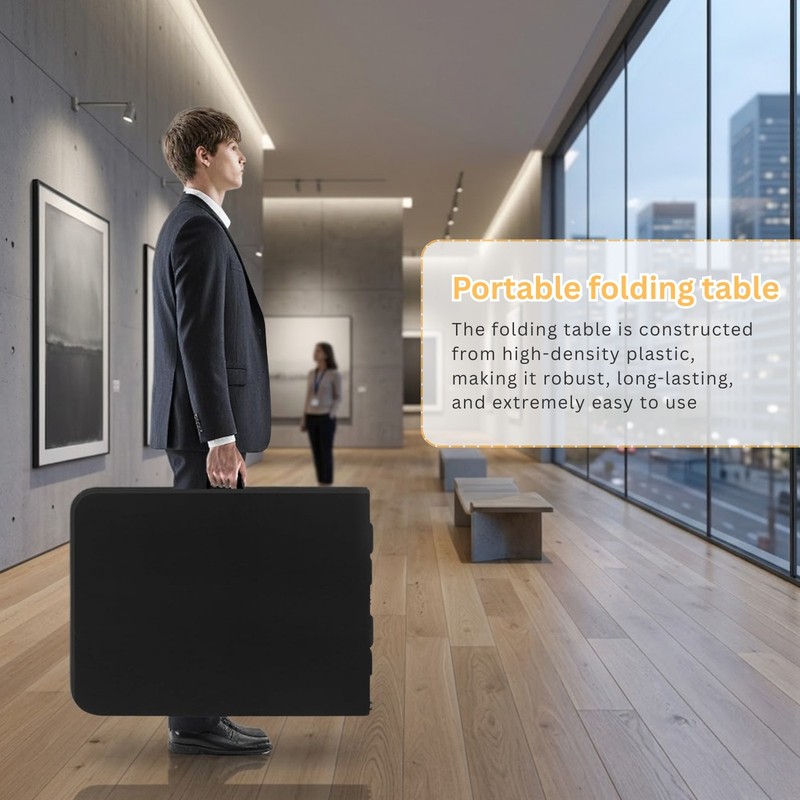 6Ft Plastic Folding Table - Ideal for Indoor/Outdoor Dining & Party Use Black gallery