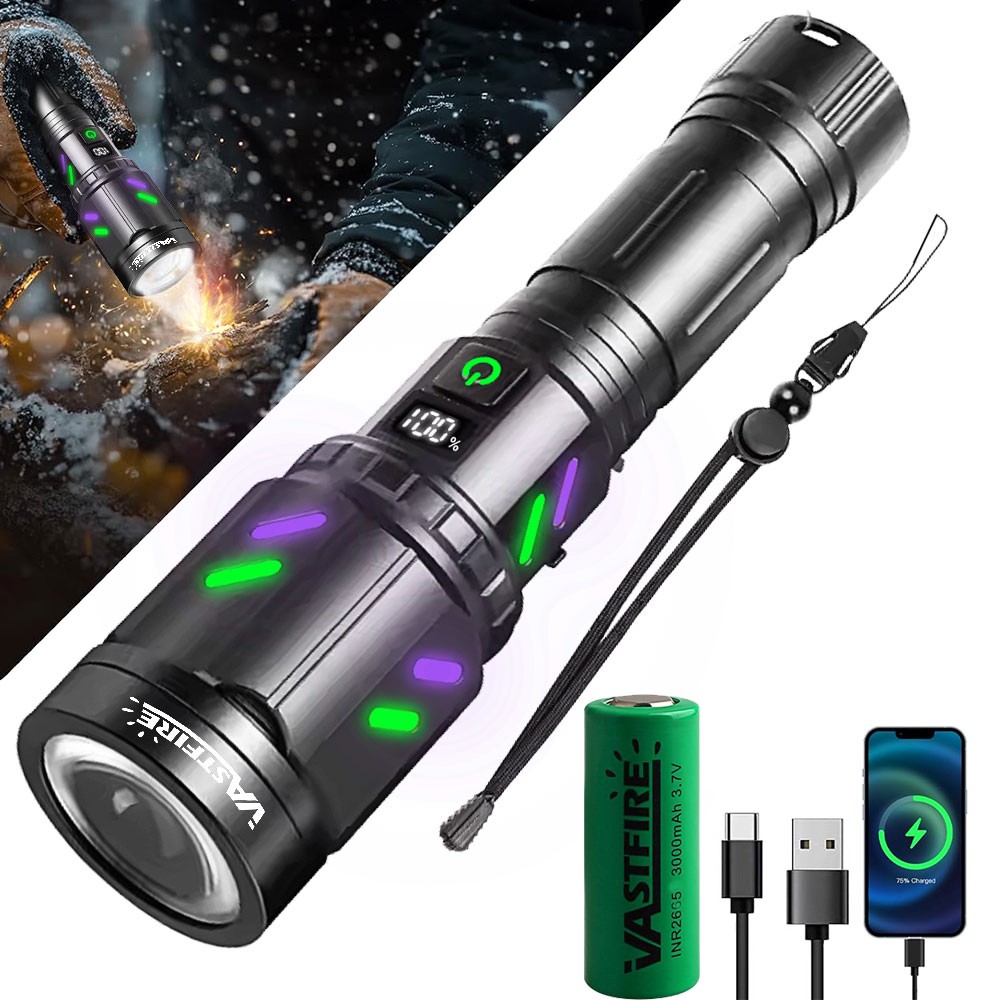 Strong White Laser LEP Flashlight Torch Zoom USB Rechargeable Work Light Burning gallery