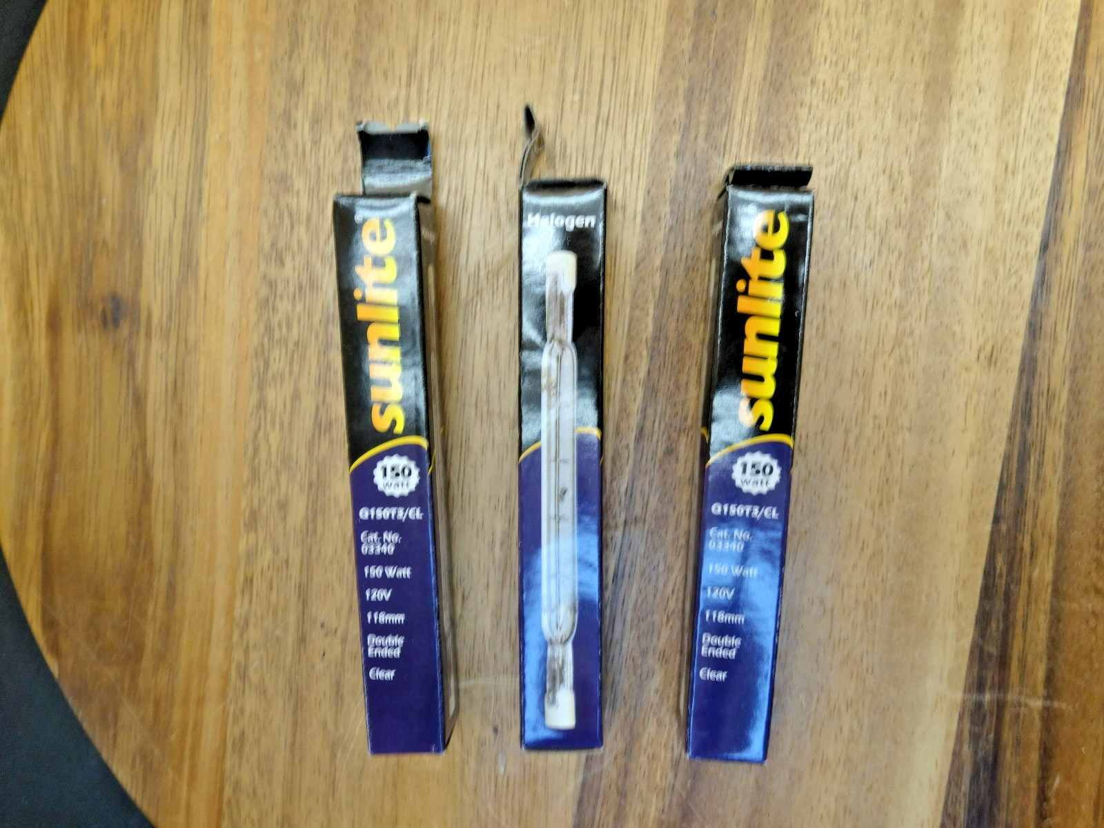 (3) Sunlite 150W 120V Halogen Light Bulbs Clear Double Ended Q150T3/CL gallery