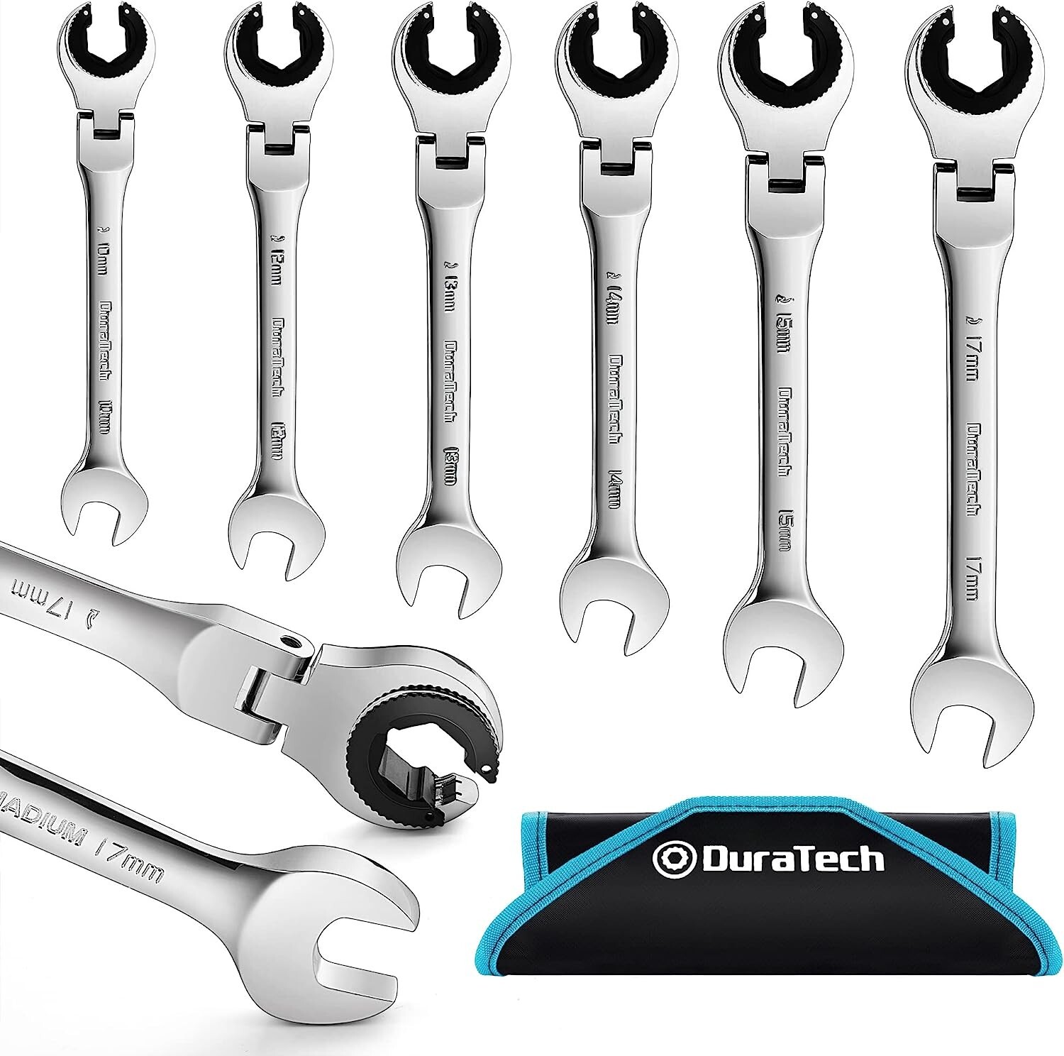 DURATECH 6-Piece Ratcheting Wrench Set w/Open Flex-head Metric w/Organizer Bag gallery