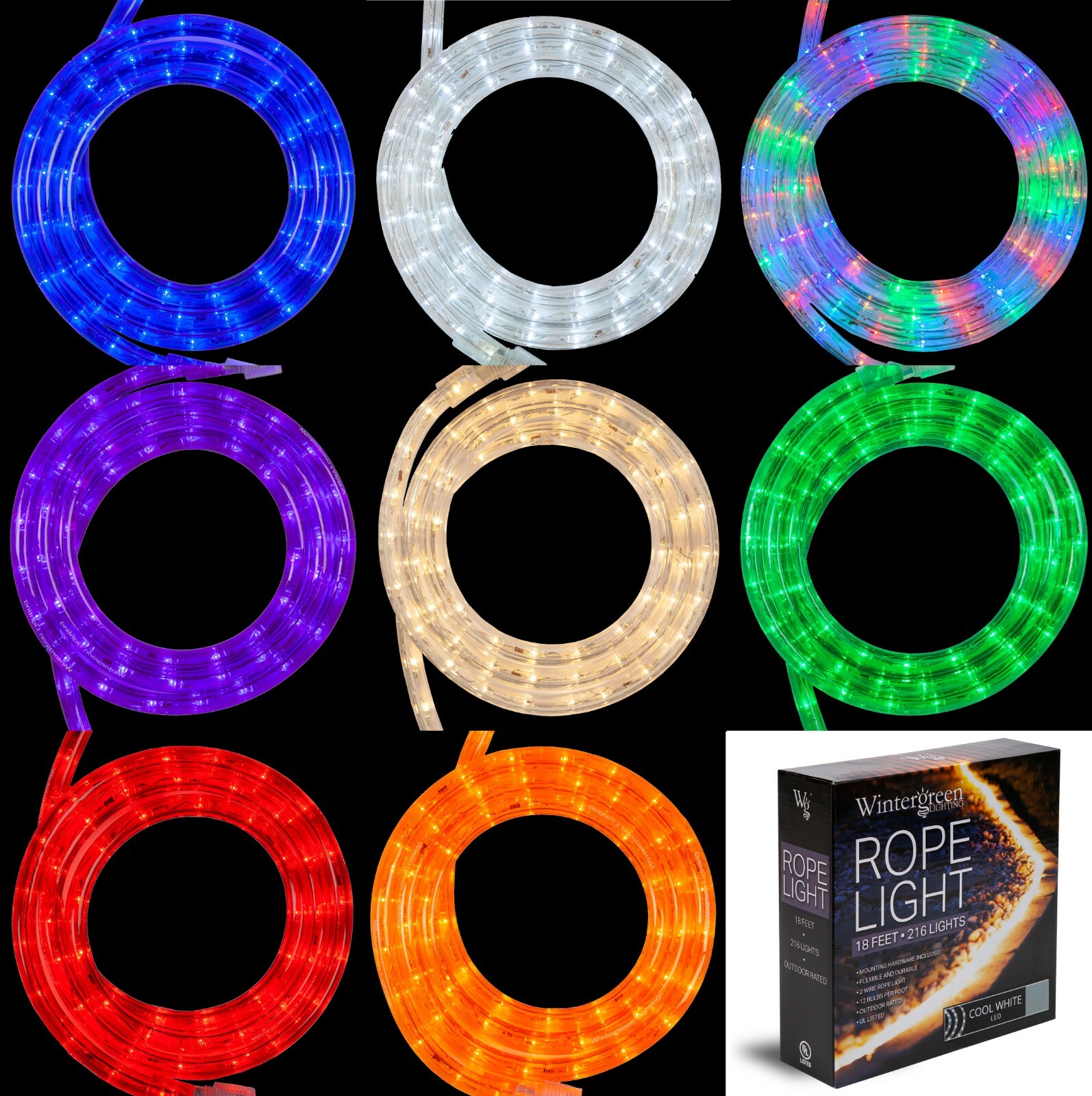 18 ft Heavy Duty LED Rope Light Kits Connectable Indoor Outdoor Tube Lights gallery