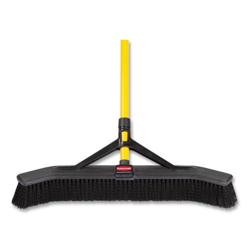 Rubbermaid Commercial Maximizer Push Broom, 24", Poly Bristles, Yellow/Black gallery