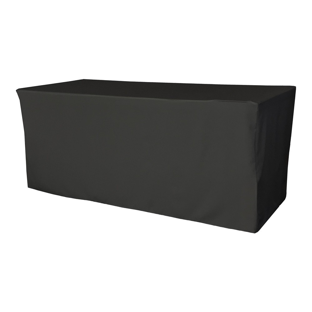 LA Linen Polyester Poplin Fitted Tablecloth 72"L x 24"W x 30"H, Black